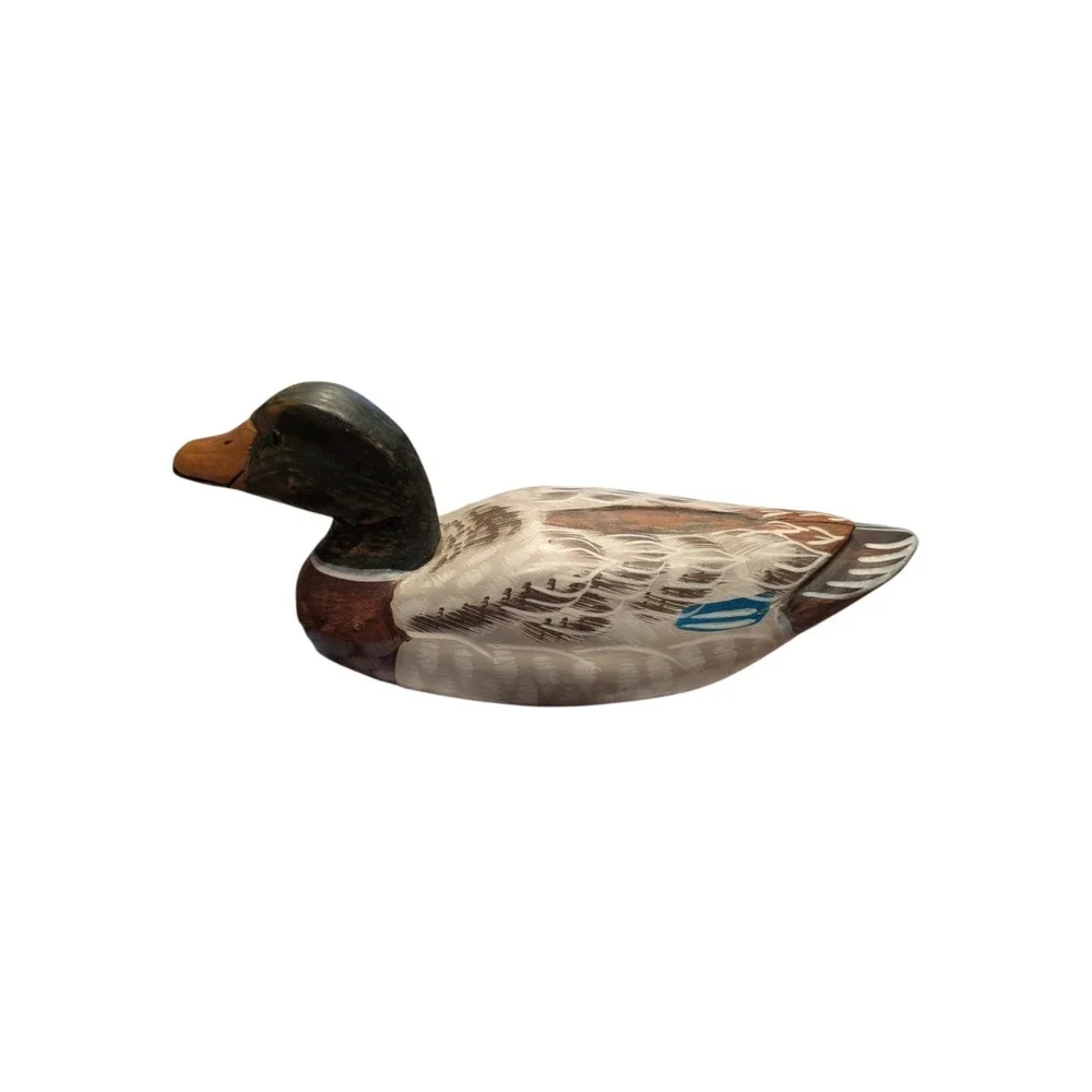 Vintage Hand Painted Wooden Mallard Drake Duck Decoy Decorative 11